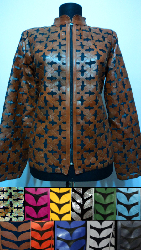 Turkish Leather Leaf Jacket for Women Design 06 Genuine Short Zip Up Light Lightweight [ Click to See Photos ]