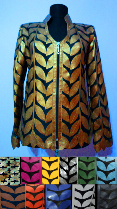 Turkish Leather Leaf Jacket for Women V Neck Design 08 Genuine Short Zip Up Light Lightweight [ Click to See Photos ]
