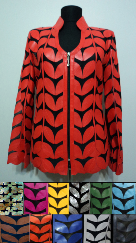 Turkish Leather Leaf Jacket for Women V Neck Design 09 Genuine Short Zip Up Light Lightweight [ Click to See Photos ]