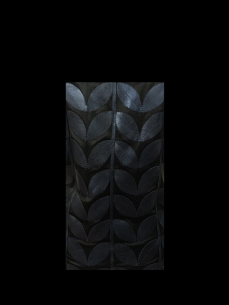 Navy Blue Leather Leaf Jacket for Women Round Neck Design 11 Genuine Short Zip Up Light Lightweight [ Click to See Photos ]