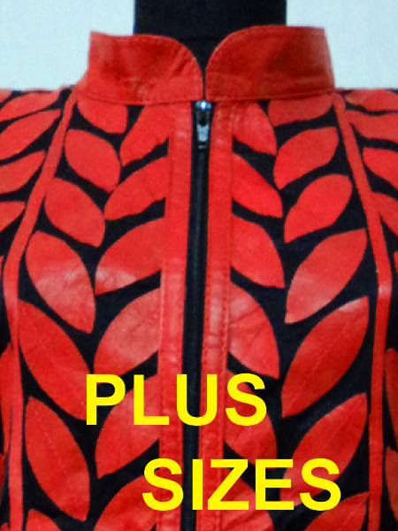 Click to See Available Colours of Plus Size Leather Leaf Jackets for Women Design 04 Genuine Short Zip Up Light Lightweight